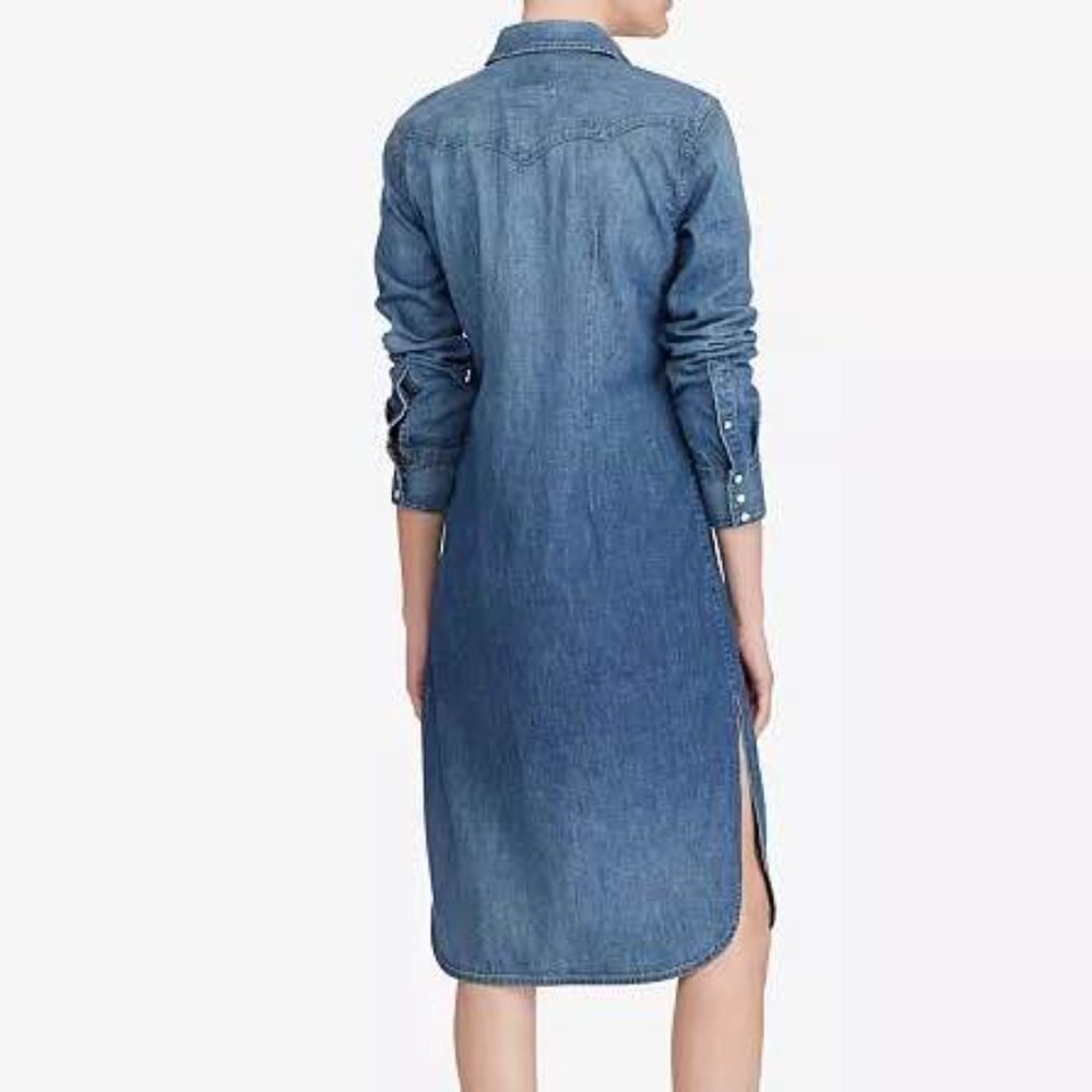 Polo Ralph Lauren Western Denim Knee Length Shirt Dress [size M] - Picture 11 of 12
